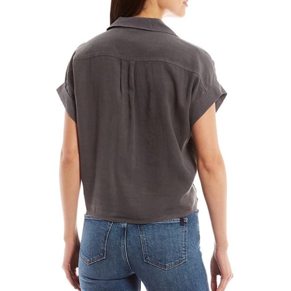 ANTHROPOLOGIE Cloth & Stone Tie Front Button Down in Black | Size XS - Picture 5 of 9